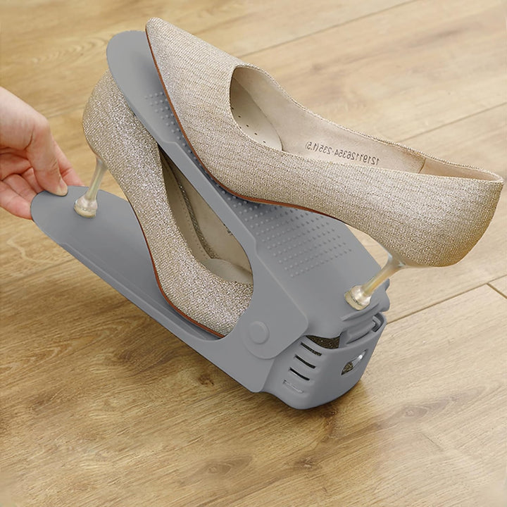 AufuN 10er Set Verstellbarer Schuhregale rutschfest Schuhstapler 3 Höhenverstellbar schuhaufbewahrun