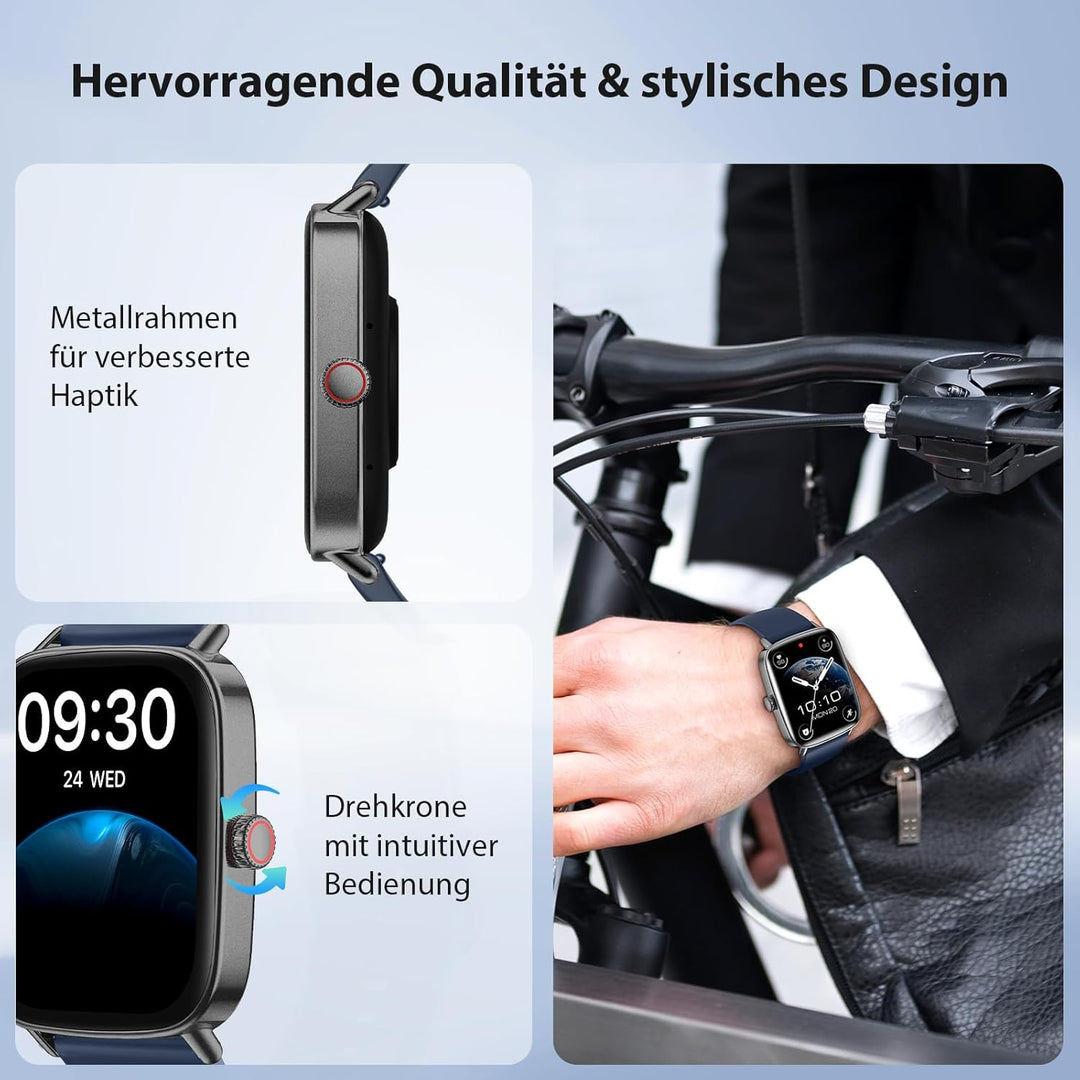 Yoever Smartwatch Herren Damen mit Telefonfunktion - 1.85" Fitnessuhr Herren mit Herzfrequenz SpO2 S