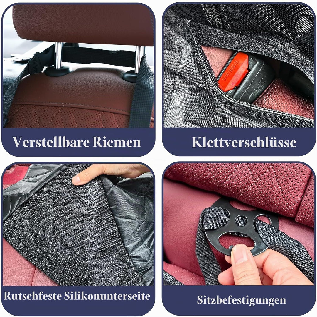 Hundedecke Auto Rückbank, Autoschondecke Hund Rücksitz mit 1 Elastischen Hundesitzgurt, 135x120cm, K