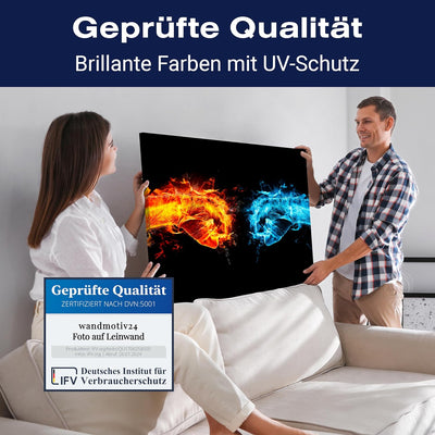 wandmotiv24 Leinwand-Bilder Sport, Grösse 60x45cm, Querformat, Kampf der Elemente, Bandagen, Boxen,