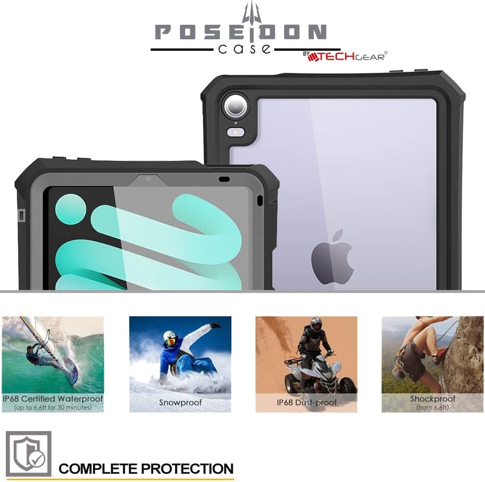 TECHGEAR wasserdichte Hülle für iPad Mini 6 2021 6. Generation (Poseidon Case) Schlanke Robuste Rüst