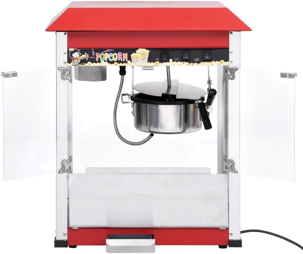 Popcornmaschine mit Teflon-Kochtopf 1400 W für Heimkino, Party, Kinoabend, mit Edelstahlkessel, 2,7