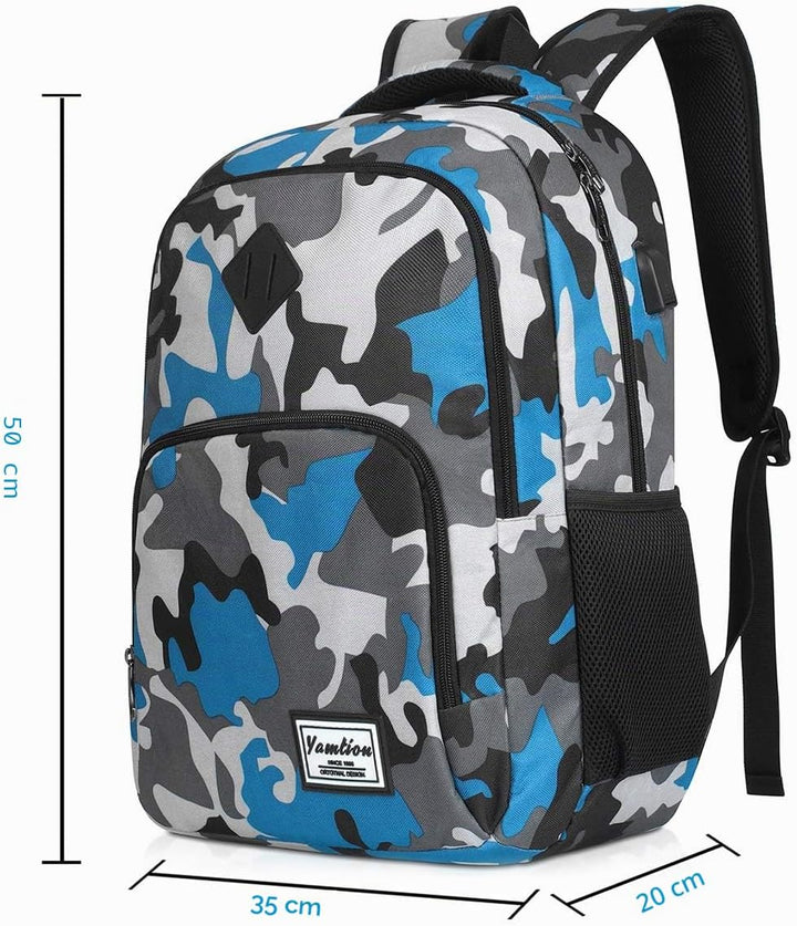 YAMTION Rucksack Jungen Teenager,Schulrucksack mit USB-Ladeanschluss und 15.6 Zoll Laptopfach für Sc
