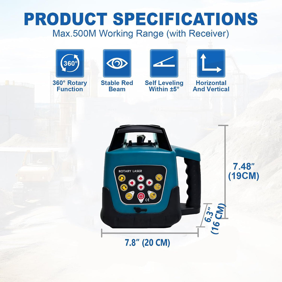 Grünstrahl 360° Rotationslaser IP54, Komplettset mit Stativ &amp; Stab - Blau Grün Rotationslaser mit St