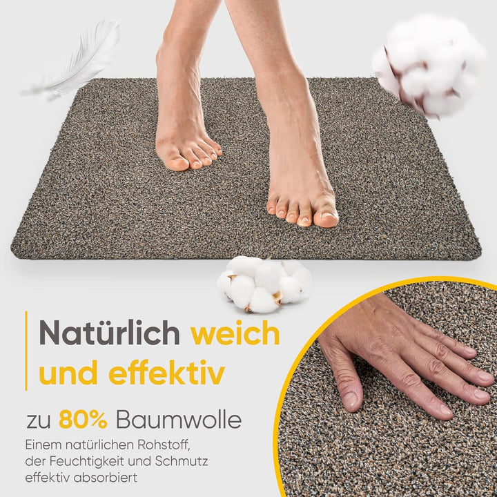 Entrando Fussmatte 60x100 cm - waschbare Schmutzfangmatte innen, Granit | Extra breite Türmatte aus