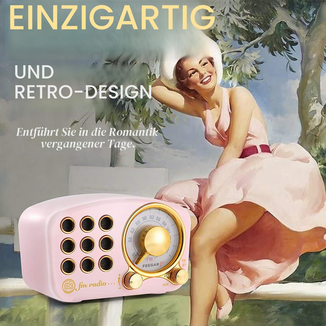 Radio Feegar Retro Bluetooth Lautsprecher,Vintage FM Radio mit altmodischem klassischem Stil,Starke
