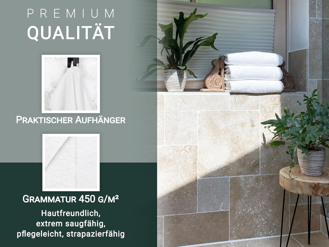 ZOLLNER 5er Set Badetücher, Badehandtücher, 100x150 cm, Baumwolle, weiss 100 x 150 cm, 100 x 150 cm