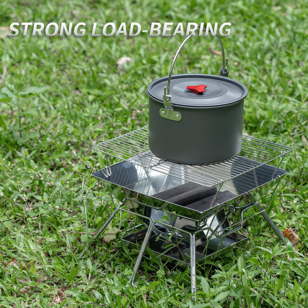 Tentock Tragbarer Holzkohlegrill Picknickgrill Camping Klappgrill Edelstahl, Outdoor Flatbarer BBQ G