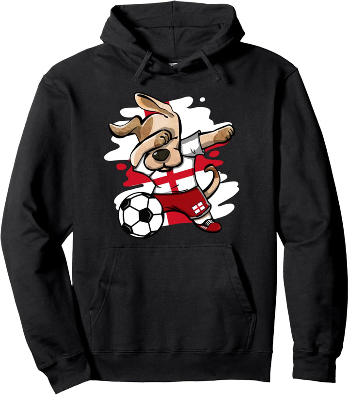 Dabbing Hund England Fussball Mannschaft - Englische Flagge Pullover Hoodie