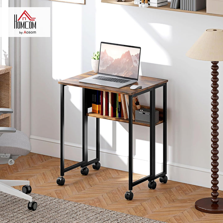HOMCOM Klapptisch mit Ablagefach und Tasche, 63 cm Faltbarer Computertisch für kleine Räume, platzsp