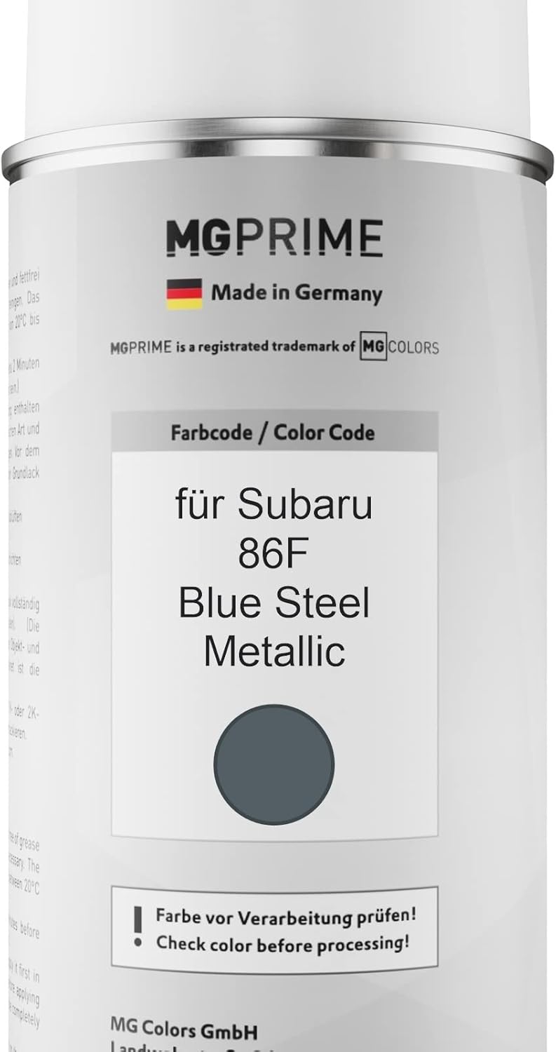 MG PRIME Autolack Sprühdosen Set für Subaru 86F Blue Steel Metallic Basislack Klarlack Spraydose 400