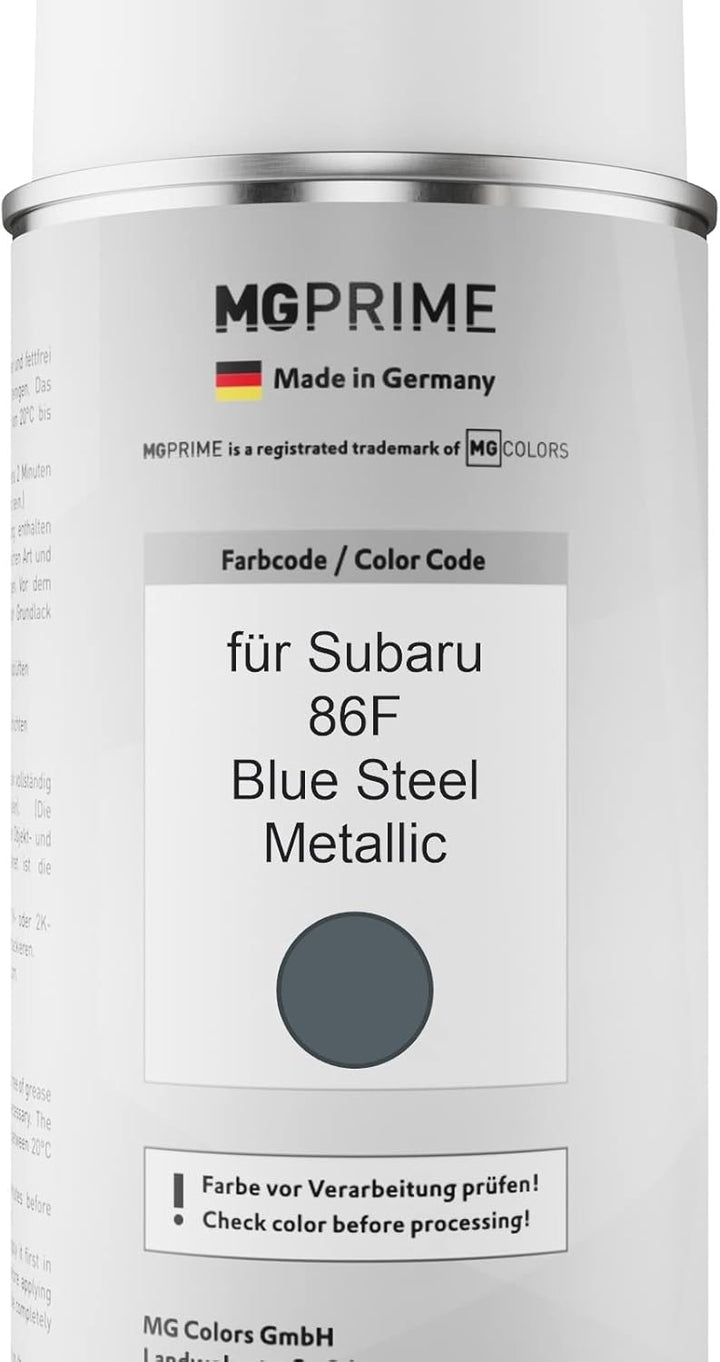 MG PRIME Autolack Sprühdosen Set für Subaru 86F Blue Steel Metallic Basislack Klarlack Spraydose 400