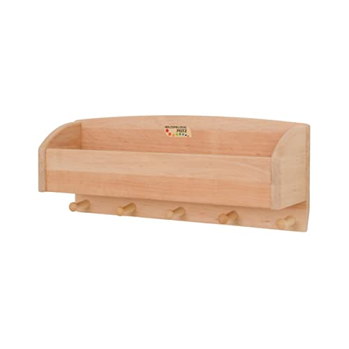 Holzspielzeug Peitz Kinder-Wand-Garderobe | Mützen-Ablage | Kinderzimmer-Massivholz-Garderobe 8058