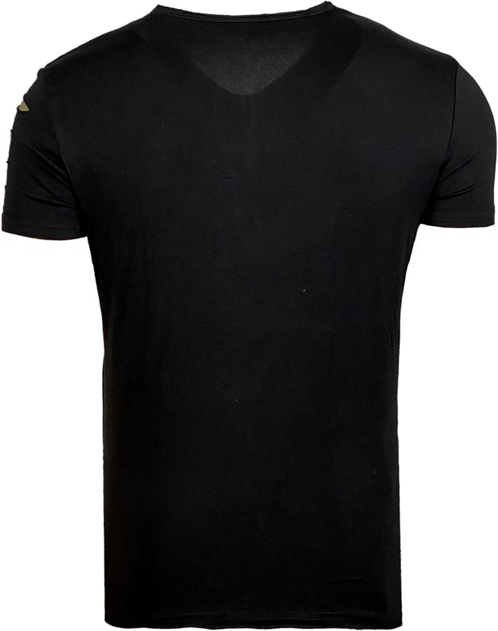 Subliminal Mode Destroy Herren-T-Shirt, verwaschener V-Ausschnitt, kurzärmelig, Vintage, zerrissen,