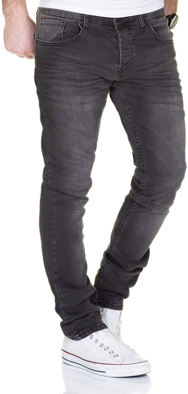 MERISH Jeans Herren Destroyed Hose Jeanshose Slim Fit Männer Denim 2081-1001 34W / 32L 1001 Anthrazi