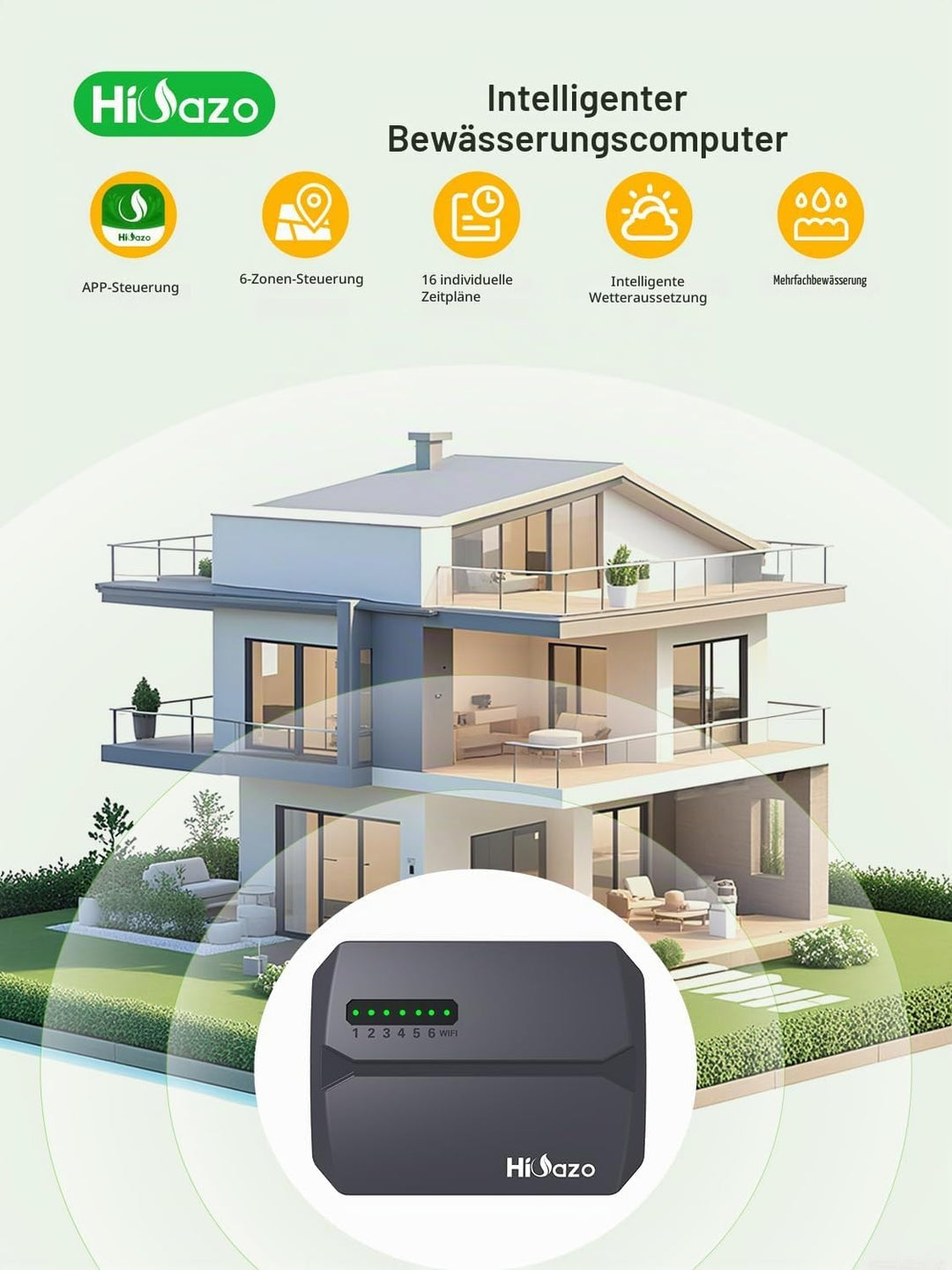 HSC-600W WLAN-Bewässerungscomputer 6 Zonen mit App-Steuerung, HSC-600W