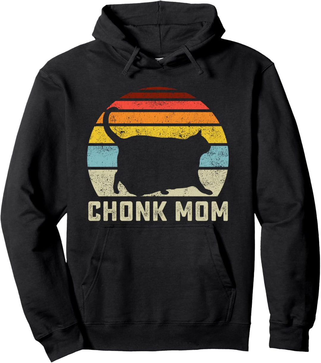 Chonk Katze Mom Skala Meme Lustige Retro Stil Mama Katzen Pullover Hoodie
