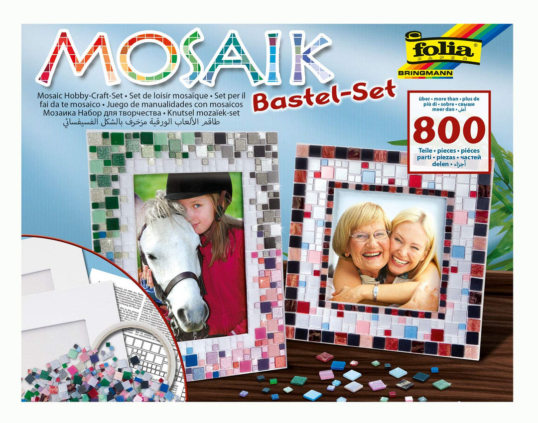 folia 57019 - Mosaik Bastel Set, mit über 800 Teilen - ideal zur Gestaltung individueller Bilderrahm