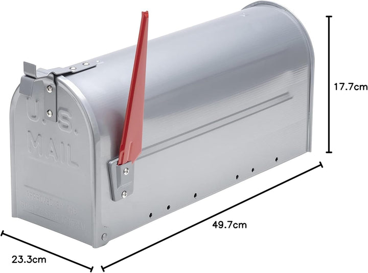 Burg-Wächter U.S. Mailbox mit schwenkbarer Fahne, Aluminium, 892 ALU, Aluminium Mailbox Aluminium Bl