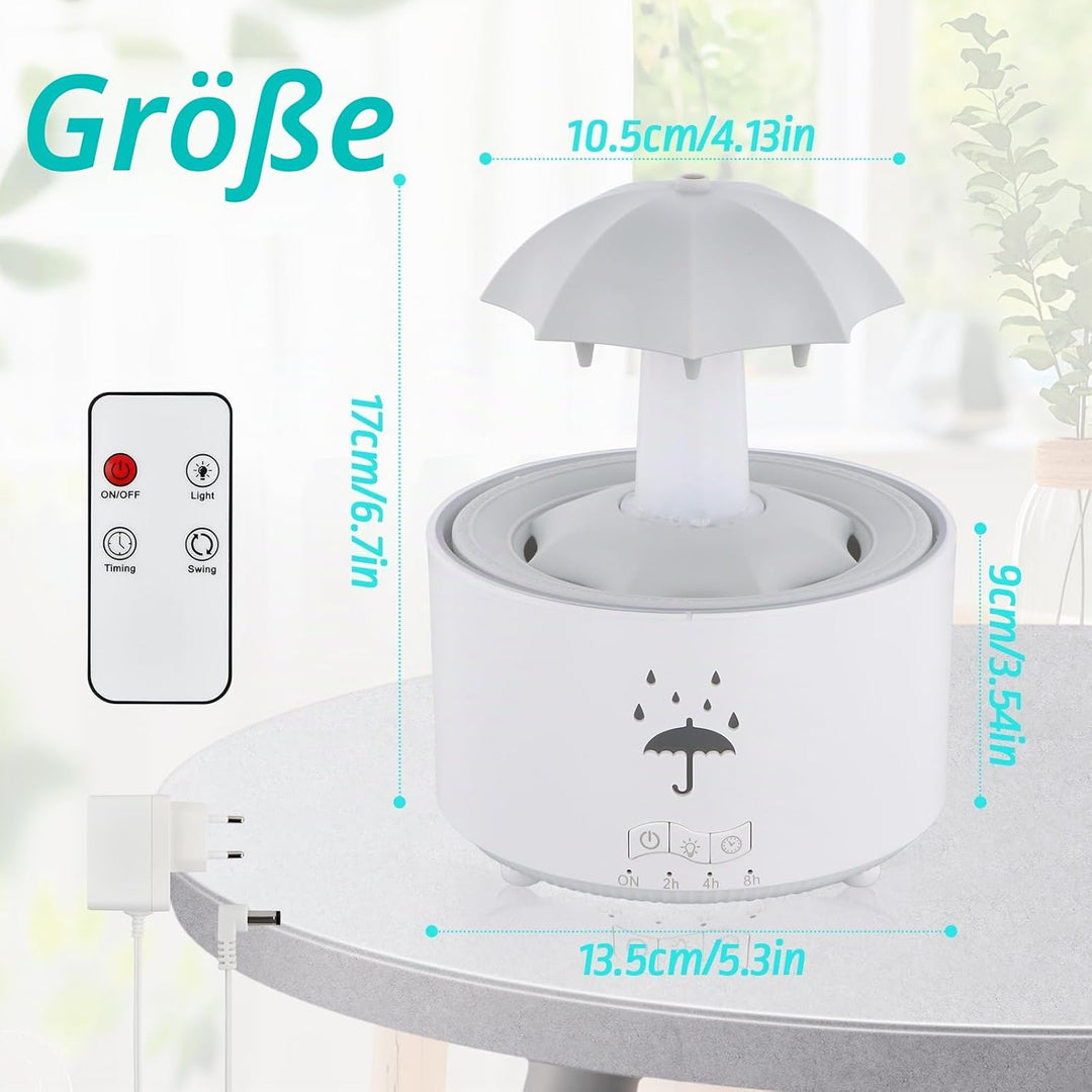 Regenschirm Luftbefeuchter 300ml, Rotierender Luftbefeuchter mit 7 Farbe Licht, Nachtlicht Schlafzim