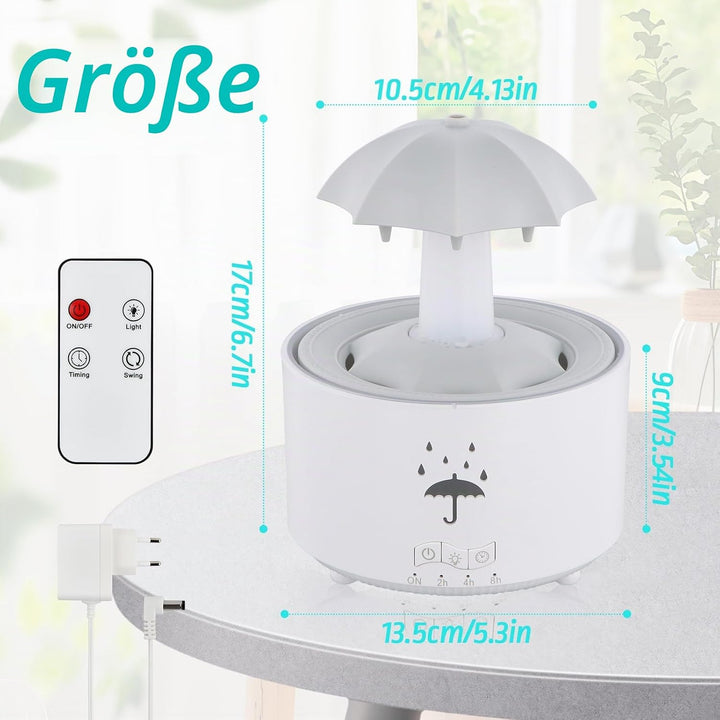 Regenschirm Luftbefeuchter 300ml, Rotierender Luftbefeuchter mit 7 Farbe Licht, Nachtlicht Schlafzim