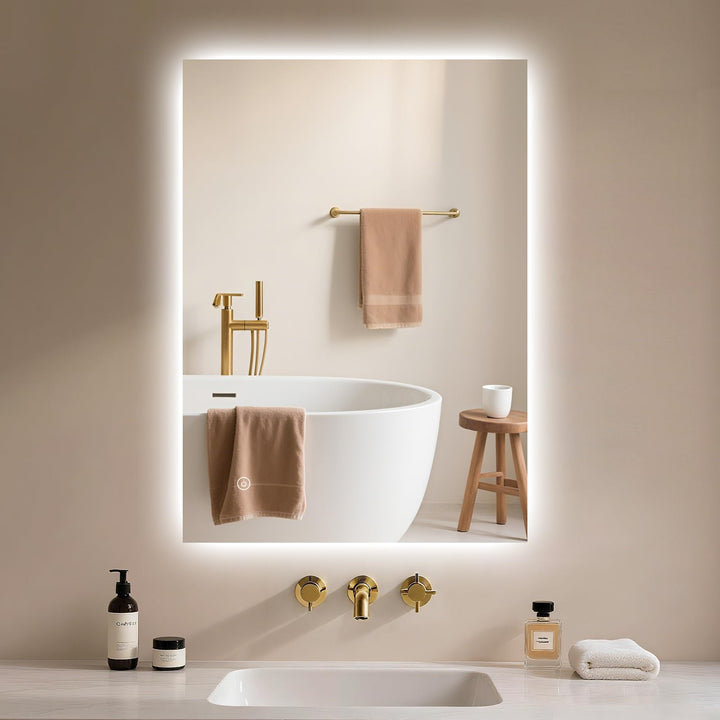 Badspiegel-mit-Beleuchtung 40x60cm - Badezimmerspiegel LED Badezimmer Spiegel mit Beleuchtung, Touch