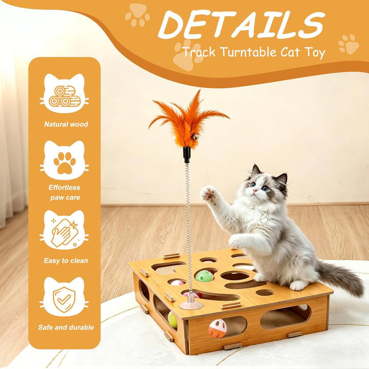 7 Stück Interaktives katzenspielzeug, Katzen Kratzpuzzle Beschäftigungsbox, mit Glockenbällen, Kratz