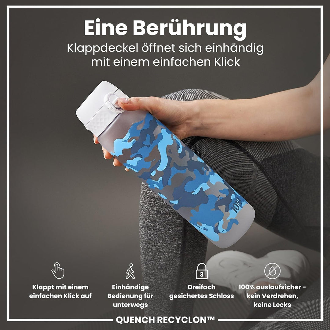 ION8 1 Liter Trinkflasche, 1000ml, Auslaufsicher, Einhandöffnung, Sichere Verriegelung, Spülmaschine