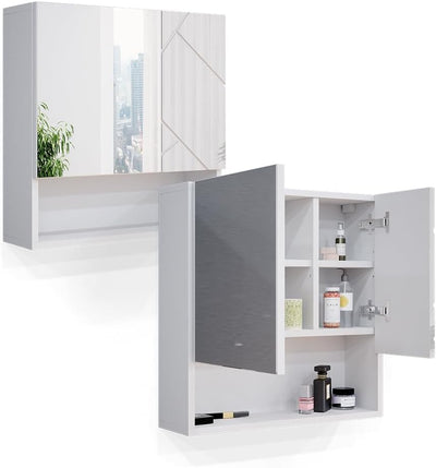 Vicco Bad Spiegelschrank Irma, Weiss Hochglanz, 54 x 55 cm