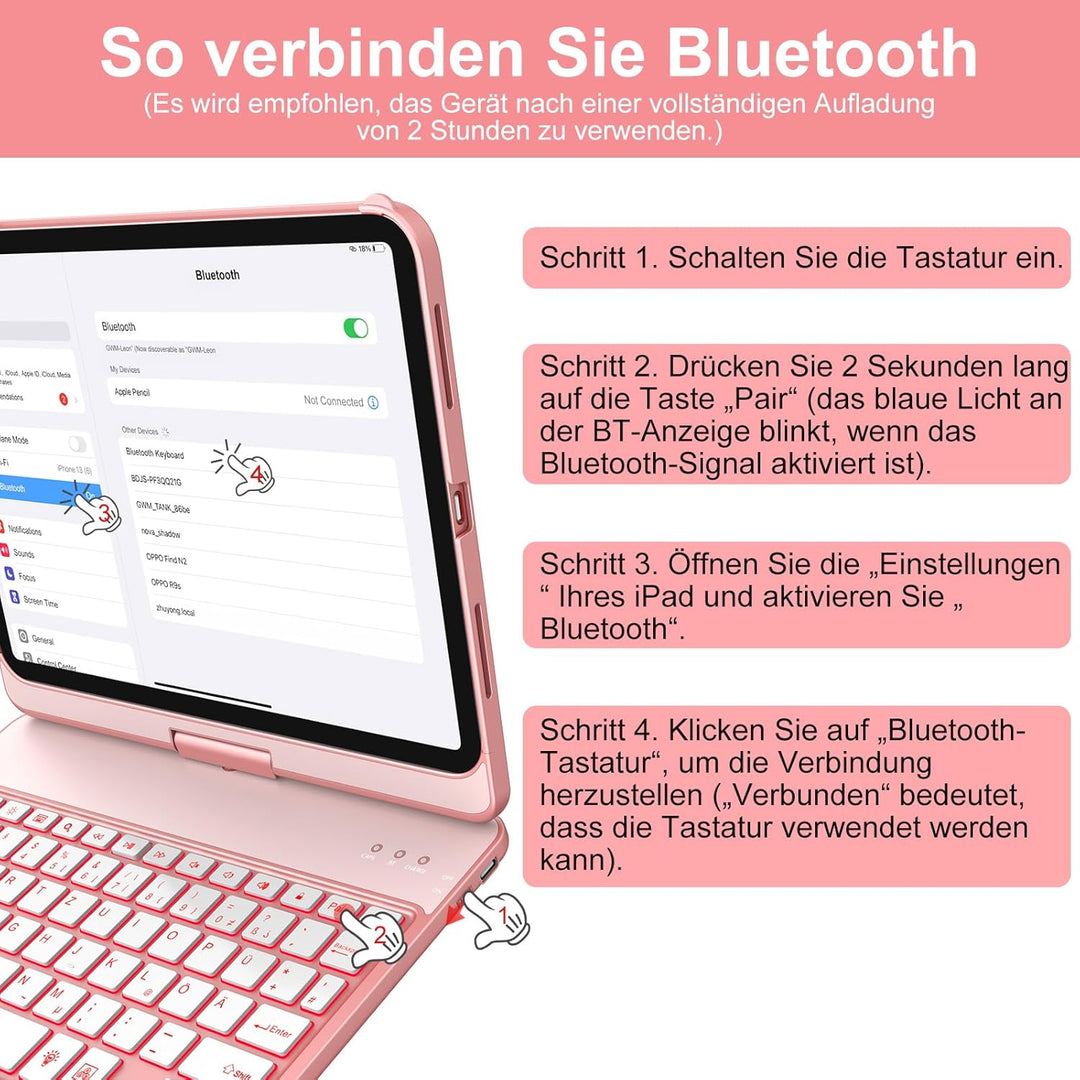 aMZCaSE für iPad 10. Generation 2022/A16 11.Generation 2025 (10,9/11 Zoll) Hülle mit Tastaturhülle,T