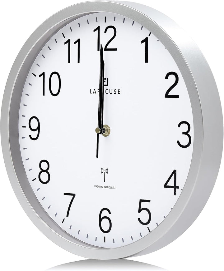 Lafocuse 30cm Wanduhr Funk Ohne Tickgeräusche Modern, Hohe Genauigkeit Funkuhr Einfach zu Lesen, Sil