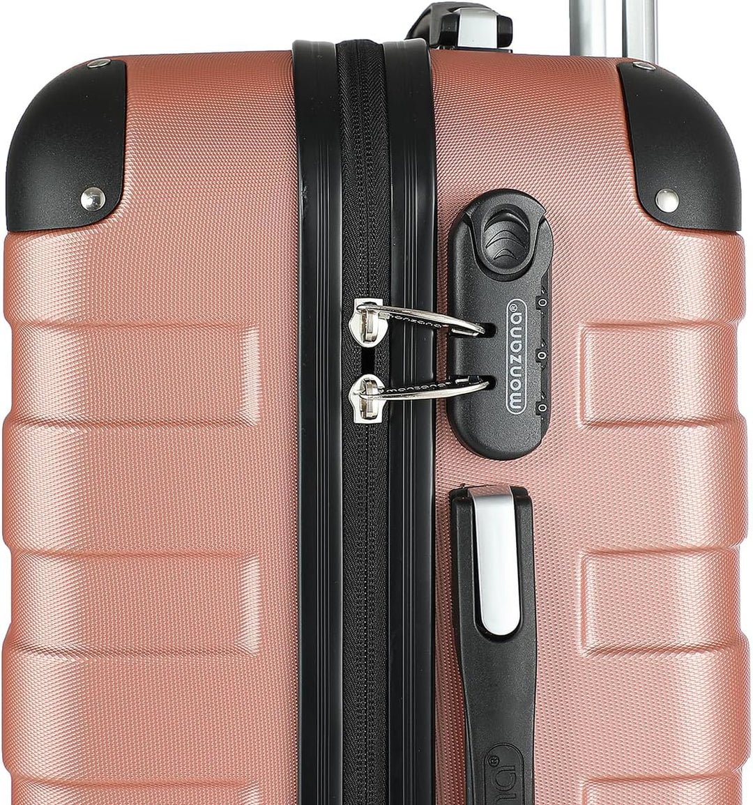 MONZANA® Kofferset Essential Hartschalen Koffer M-L-XL Gel-Griffe 4 Rollen Kantenschutz Beautycase S