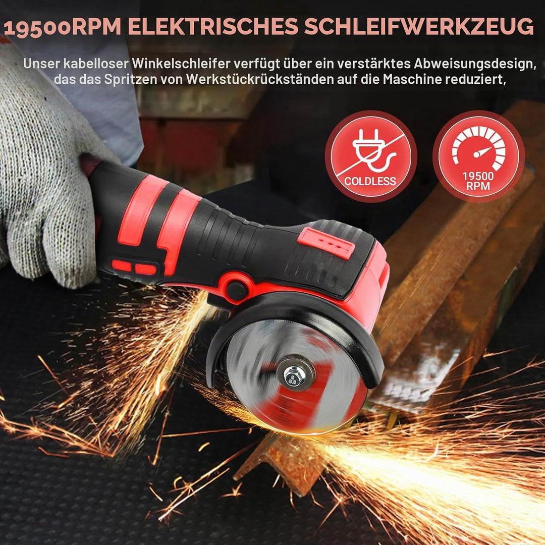 Mini Winkelschleifer, 16.8V Professional Winkelschleifer Set mit 2 Batterien 2000mAh, Trennschleifer