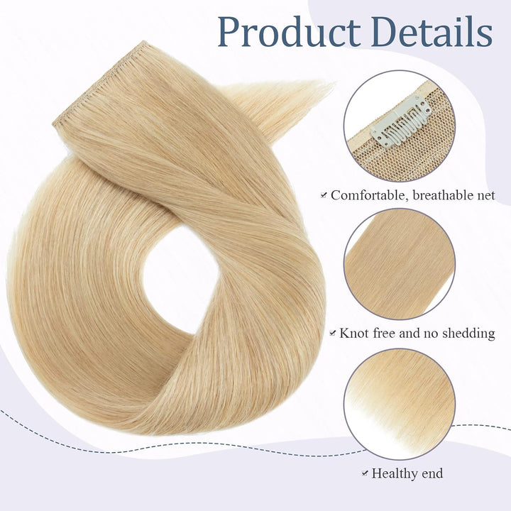 Haarteile Echthaar Extensions Clip in 1 Tresse 5 Clips Dick Haarteil Weich Haarverlängerung 100% Rem