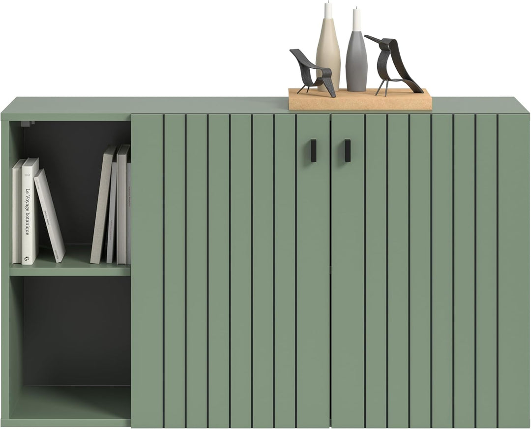 xonox.home – Sitzbank Station 106x63x37 cm in Smoke Green Nachbildung – Schuhbank mit viel Stauraum