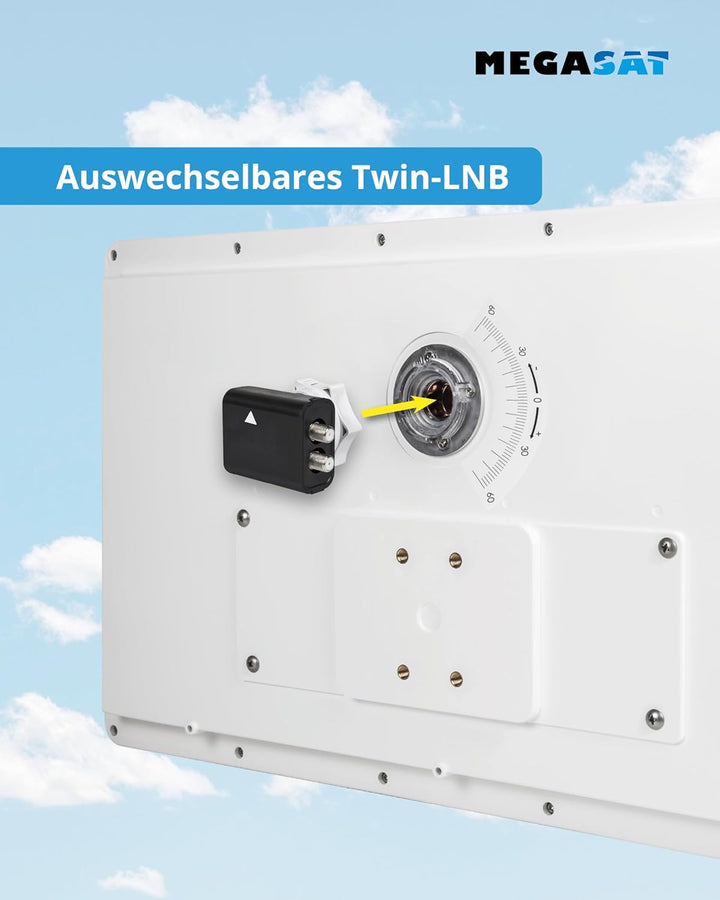Megasat Flachantennen Set – D2 Profi-Line (2 Teilnehmer, inkl. 2 × 10 m Kabel, Satfinder, 2 × Fenste