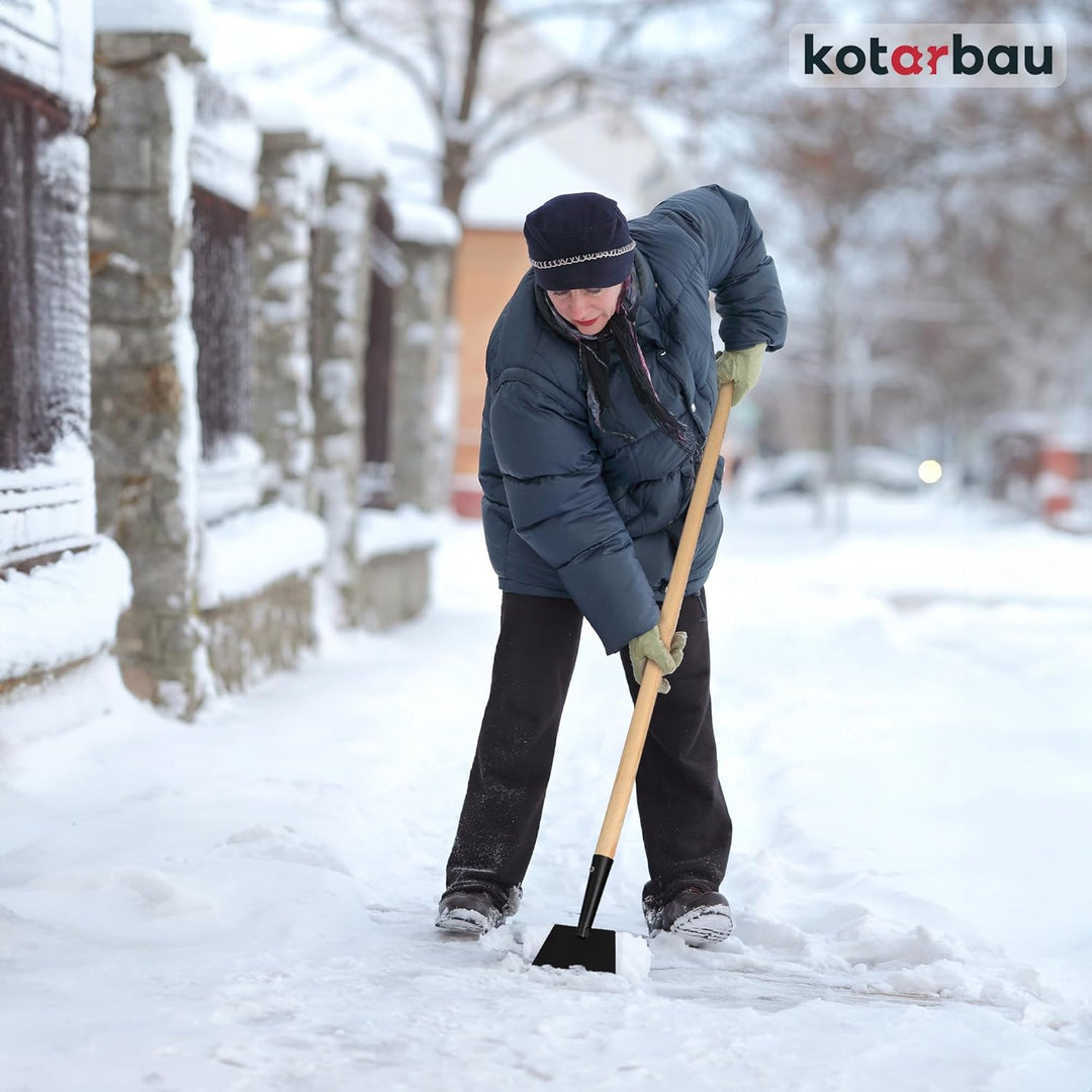 KOTARBAU® Eisschaber 7x17 cm pulverbeschichteter Stahl Eisstösser Holzstiel 110 cm Eeisscharre Grau