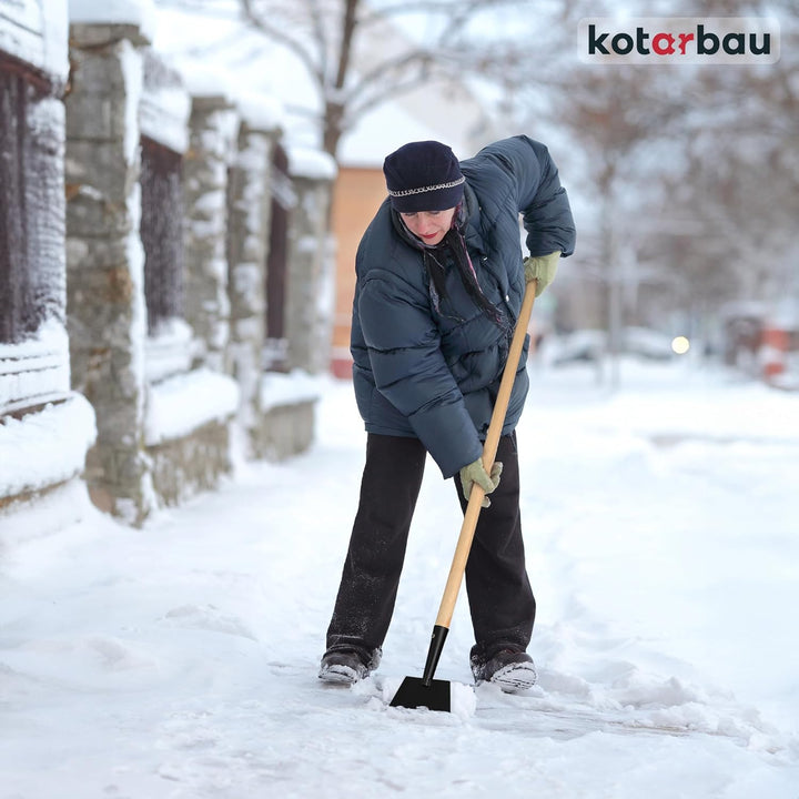 KOTARBAU® Eisschaber 7x17 cm pulverbeschichteter Stahl Eisstösser Holzstiel 110 cm Eeisscharre Grau