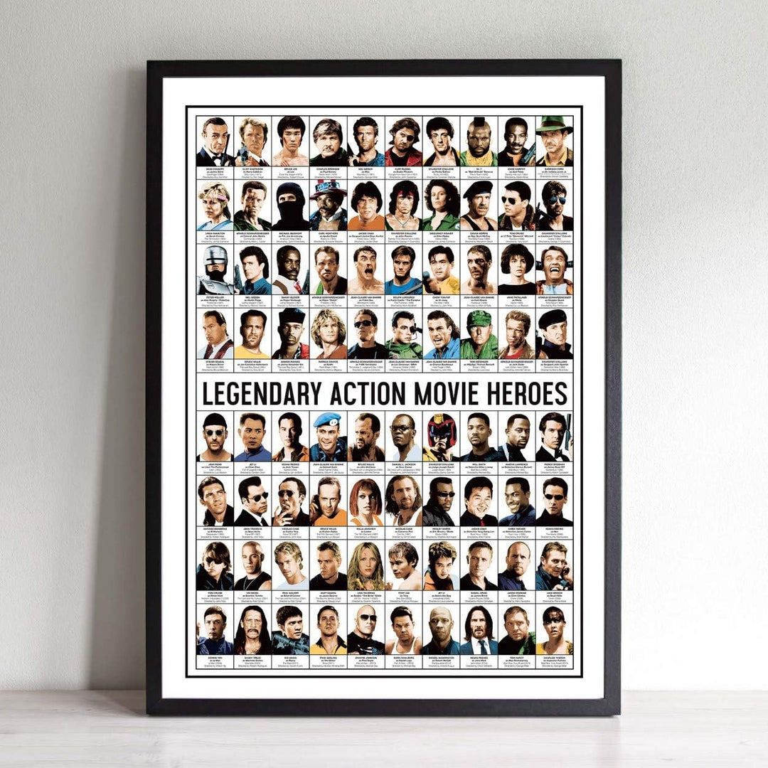 Wall Editions Art-Poster - Legendary Action Movie Heroes - Olivier Bourdereau