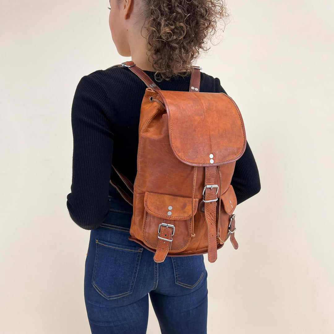 Gusti Rucksack Leder - Gary 13" Damen und Herren Cityucksack Unirucksack Wanderrucksack Alltagsrucks