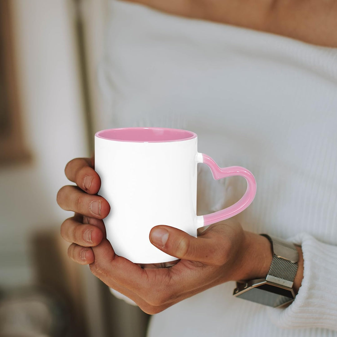 MR.R 11oz Sublimations-Innenfarbbecher mit Herzgriff 6 Stück Per Pakung Gelb Pink, Pink