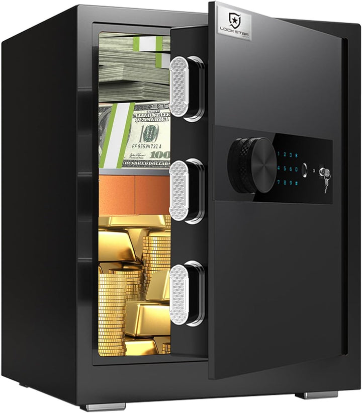 EXTRALINK Elektronischer Tresor Für Zuhause – Safe Mit Touchscreen, Code & Biometrischem Fingerabdru