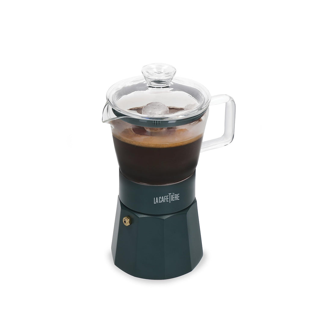 La Cafetière Verona Espressokocher aus Glas, grün, 6 Tassen, in Geschenkverpackung, Grün