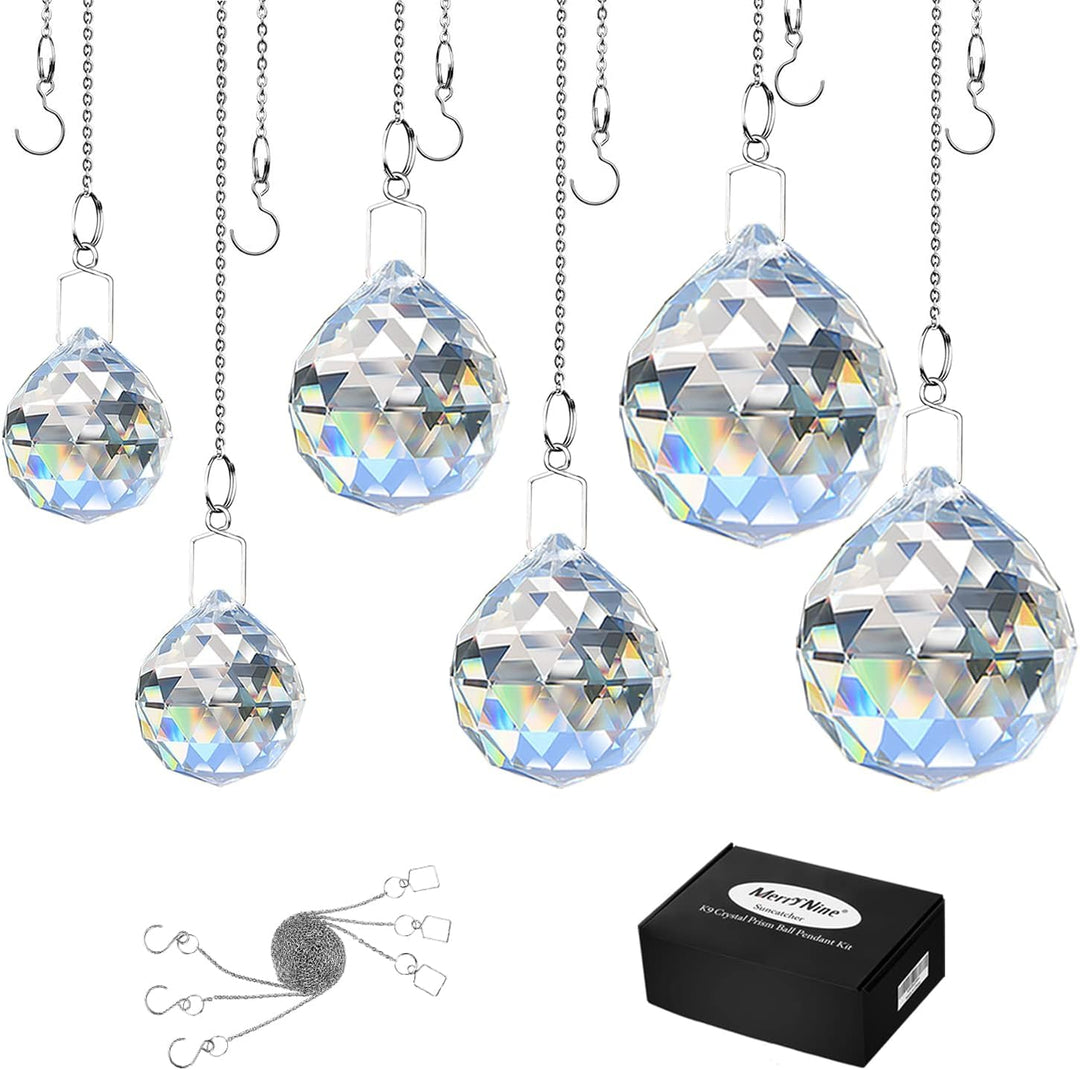 MerryNine 6 Stück klare Kristallkugel-Prisma-Sonnenschein-Catcher, Regenbogen-Anhänger, hängende Kri