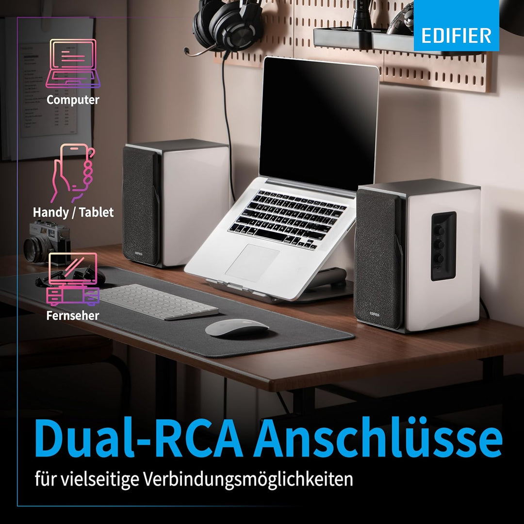 EDIFIER Studio R1380T 2.0 Regallautsprecher-System (42 Watt) im Echtholzgehäuse (MDF). Zwei LINE IN