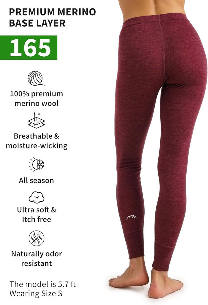 Merino Wolle Thermounterwäsche Damen - Merino Unterhose Damen Merino Leggings + Wollsocken XS 165 Bu