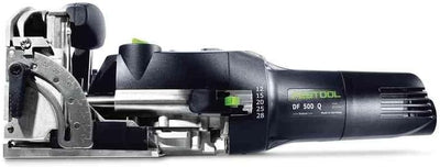 Festool Dübelfräse DF 500 Q-Set DOMINO (mit DOMINO Fräser, Zusatzanschlag, Leistenanschlag, Queransc