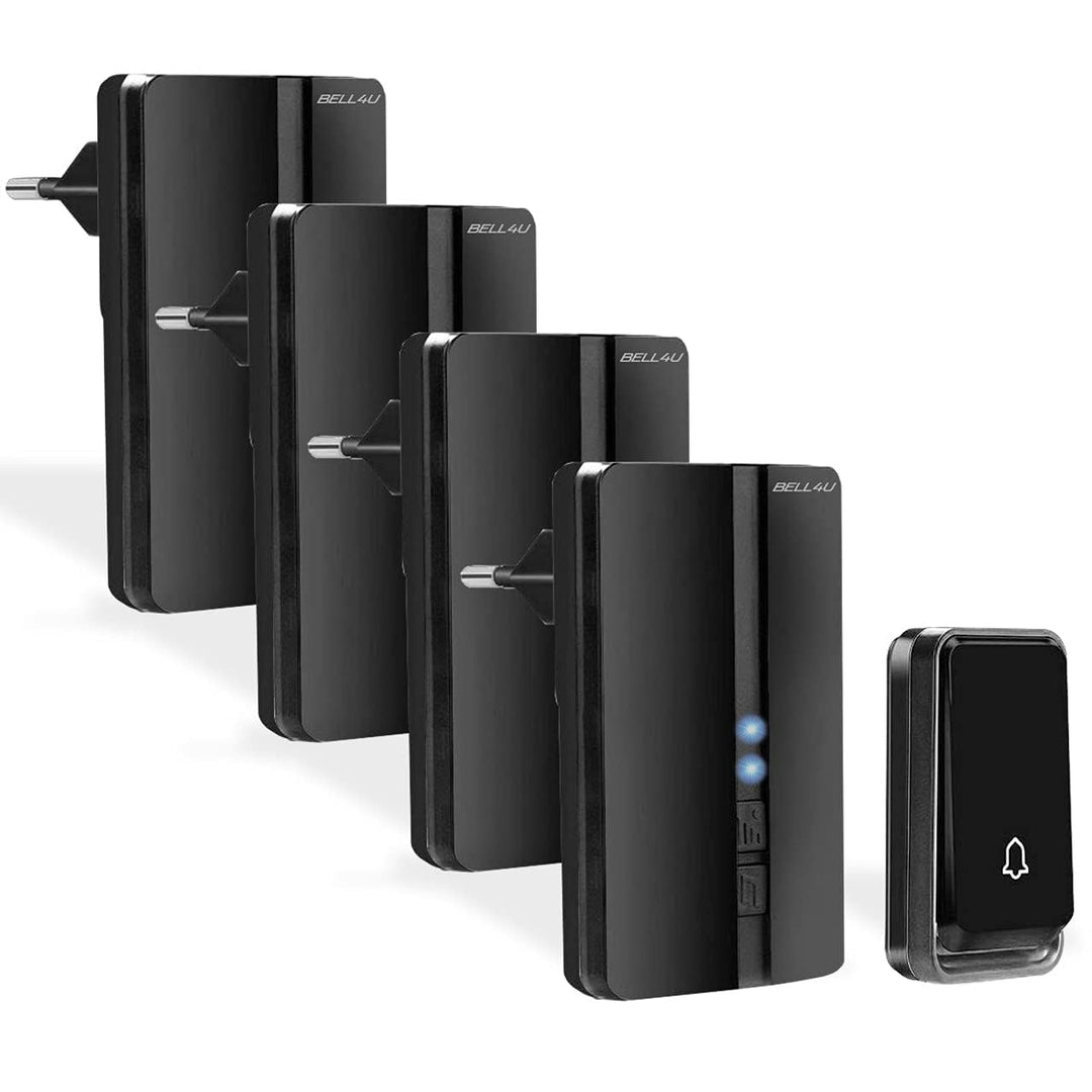 Funkklingel Set, batterielos, 1 Sender, 4 Empfänger | Keine Batterien erforderlich, 200 m Reichweite