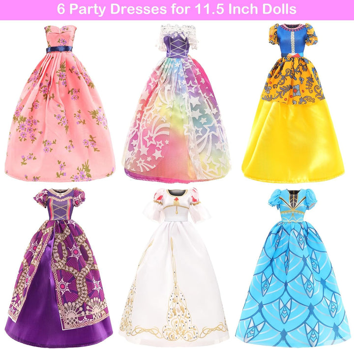Miunana 55 Prinzessin Kleider Kleidung Schmuck Zubehör Puppenkleidung Party Abendkleider für Puppen