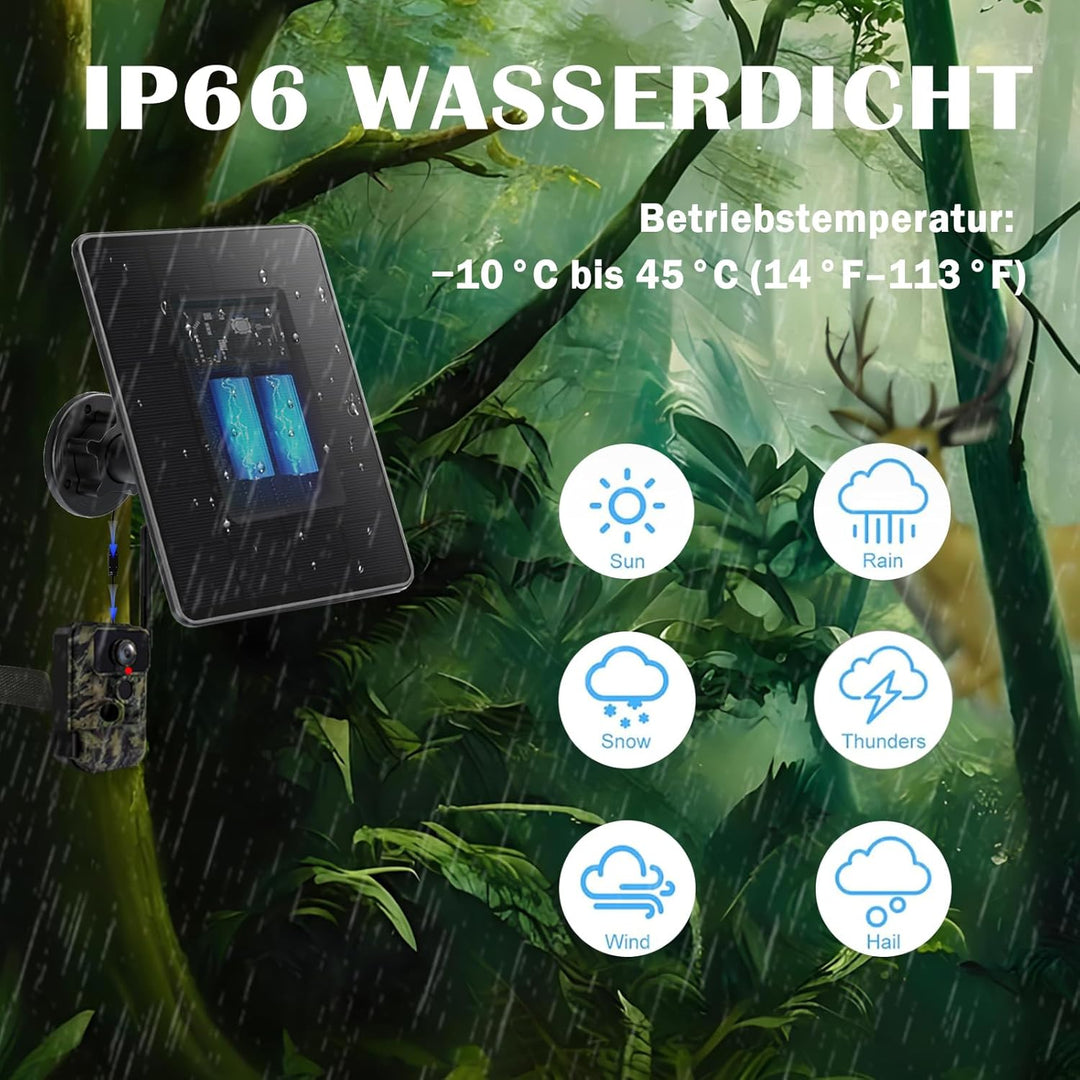Solarpanel Wildkamera: 5000mAh Akku-Solarpanel für Wild und Outdoor Kameras, 12V/1A&6V/1.5A Solar Ba